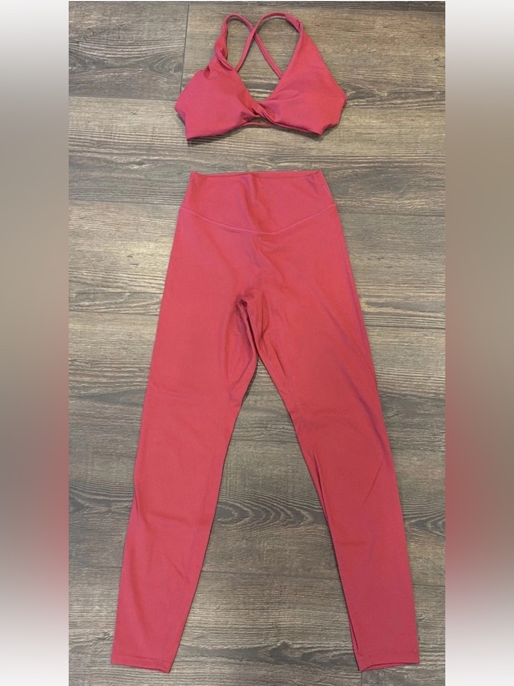 Red Two-Piece Active Set Workout Set - Crossback Sports Bra & High-Waist Legging